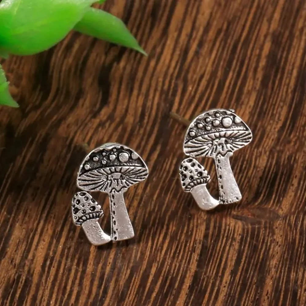 BOGO! Mushroom stud Earrings in Antiqued Silver color - Boutique NEW